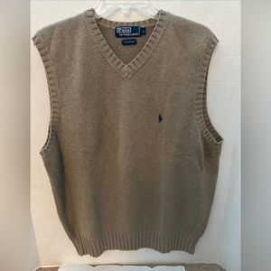 Ralph Lauren Polo Sweater Vest Mens Large Beige Pony Golf Outdoor Mens